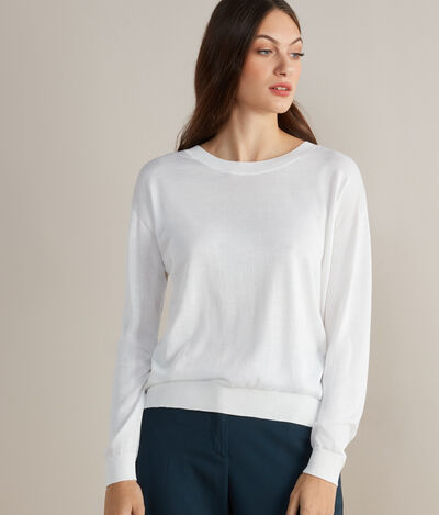 Silk and Cotton Crew Neck Sweater
