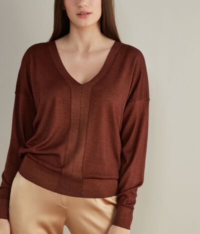 Oversize-Pullover aus Cashmere Ultrafine mit V-Ausschnitt