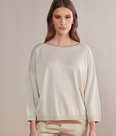 Cotton and Silk Boatneck Top