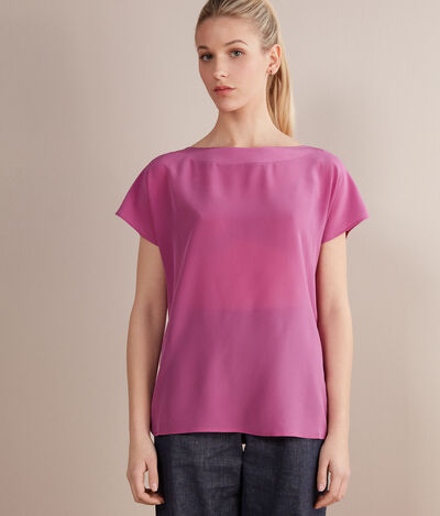 Silk and Modal Boatneck T-Shirt