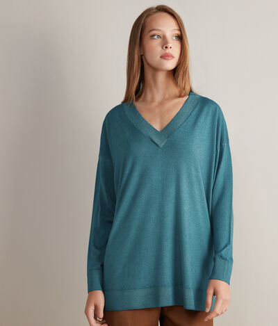Maxi V-Neck Sweater in Ultrafine Cashmere