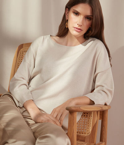 Cotton and Silk Boatneck Top