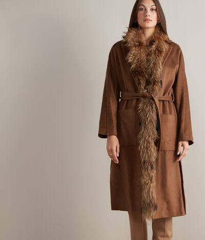 Fur Trim Cashmere Coat