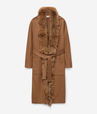 Fur Trim Cashmere Coat