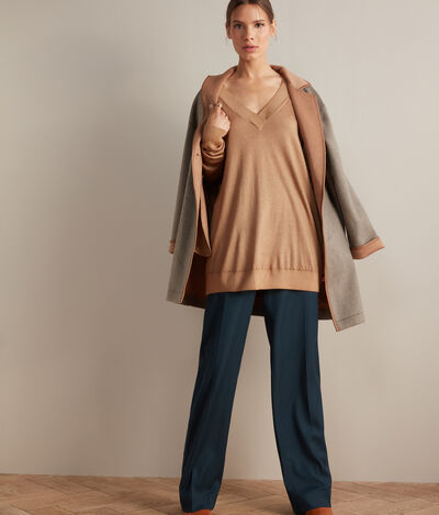 Maxi-Pullover mit V-Ausschnitt aus Ultrafine Cashmere