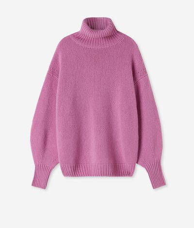 Ultrasoft Cashmere Turtleneck Sweater with Balloon Sleeves