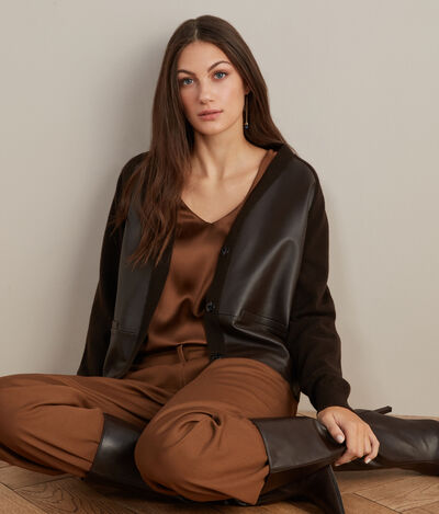 Cashmere and Leather cardigan