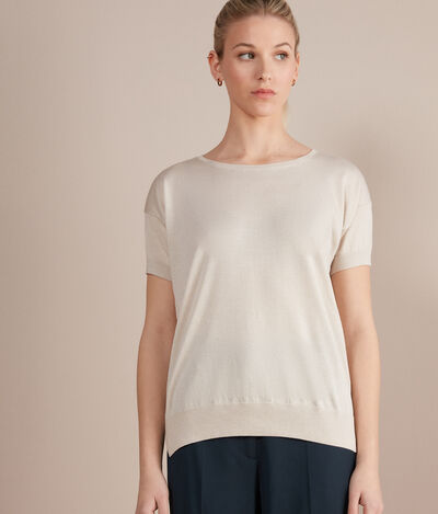 Crew Neck Sweater in Silk and Cotton