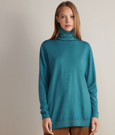 Longline Turtleneck Sweater in Ultrafine Cashmere