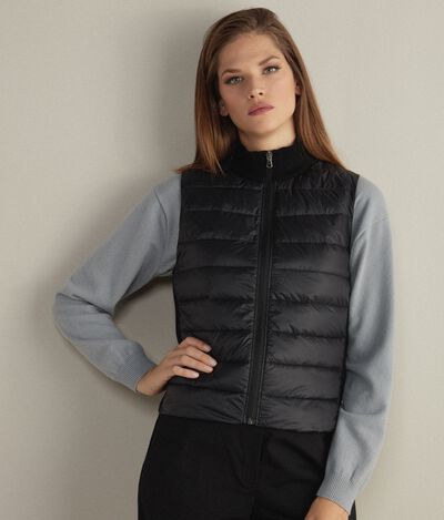 Knit Detail Quilted Waistcoat