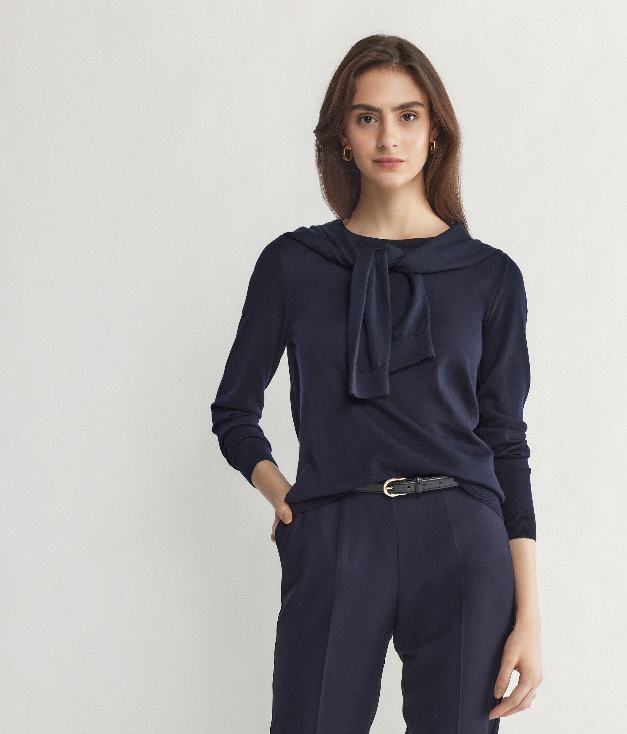 Pull femme à col rond en cachemire ultra-fin