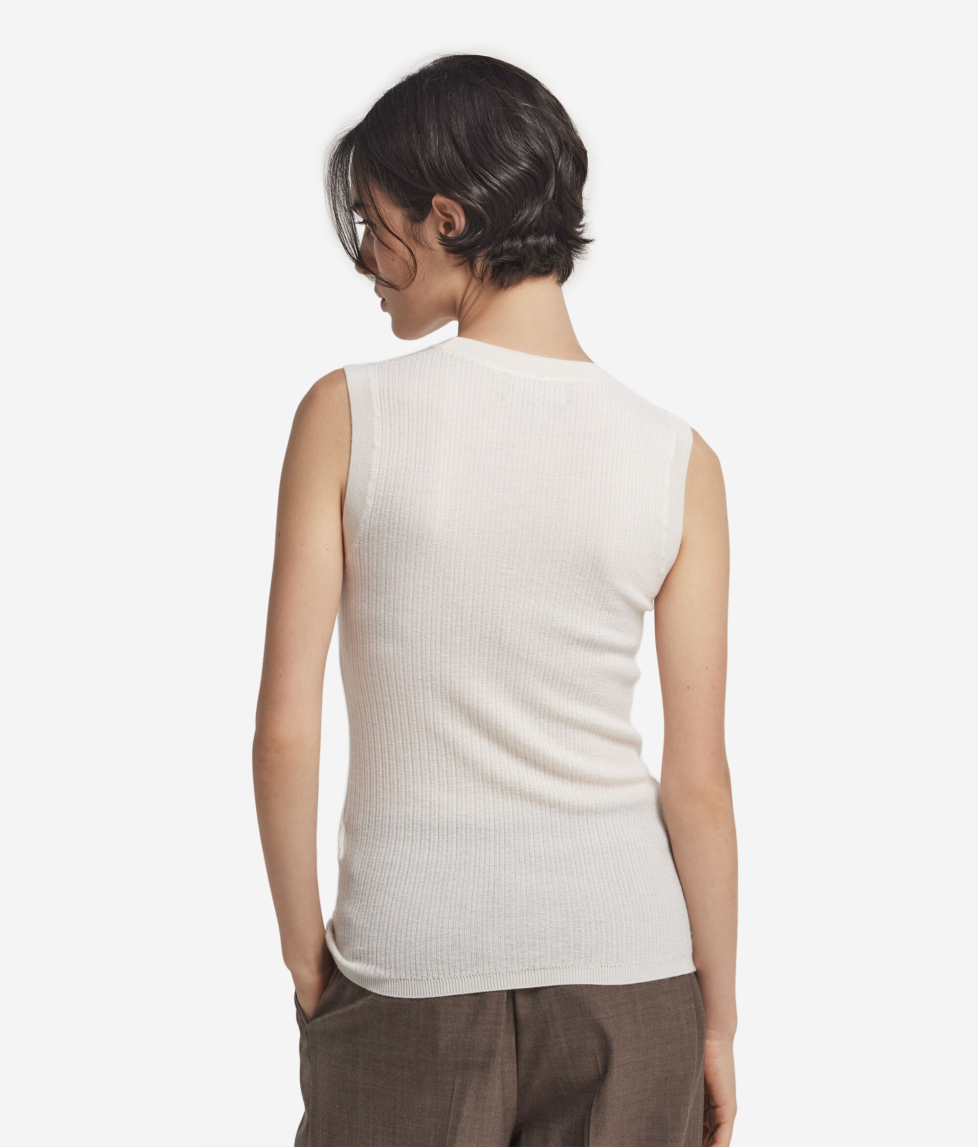 Chaleco de canalé de Cashmere Ultrafine