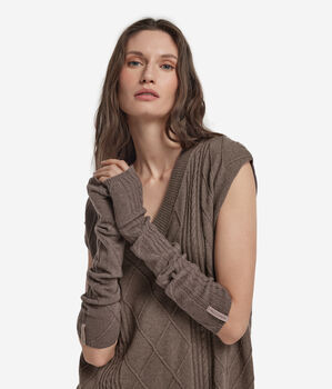 Mixed-Stitch Cashmere Arm Warmers