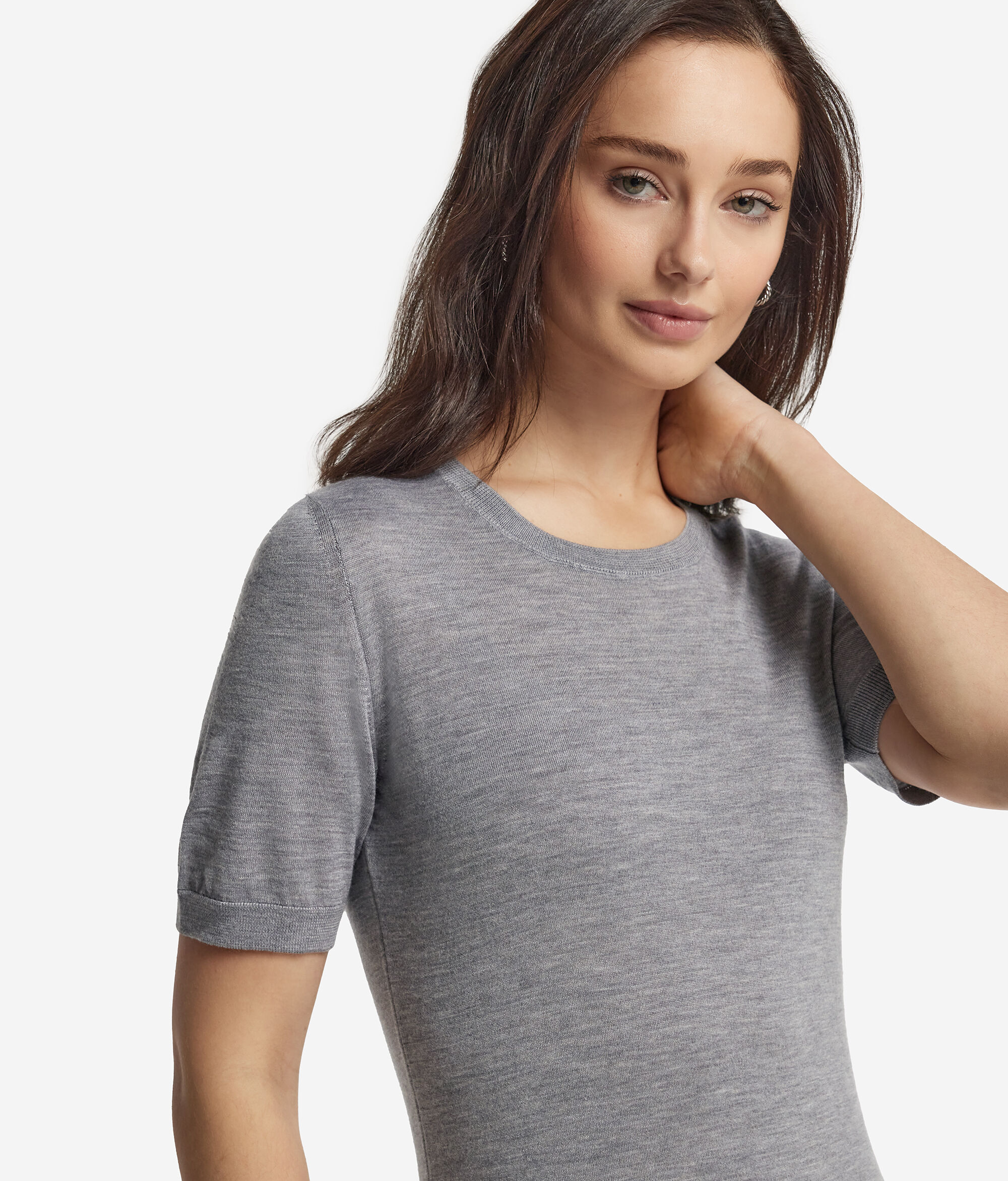 Short-Sleeved Round-Neck Ultrafine Cashmere Top