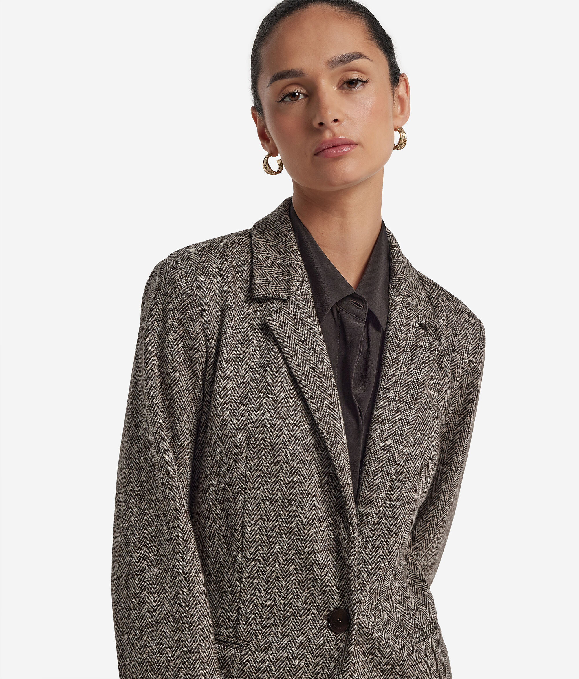 Blazer aus Wolle mit Fischgrätmuster