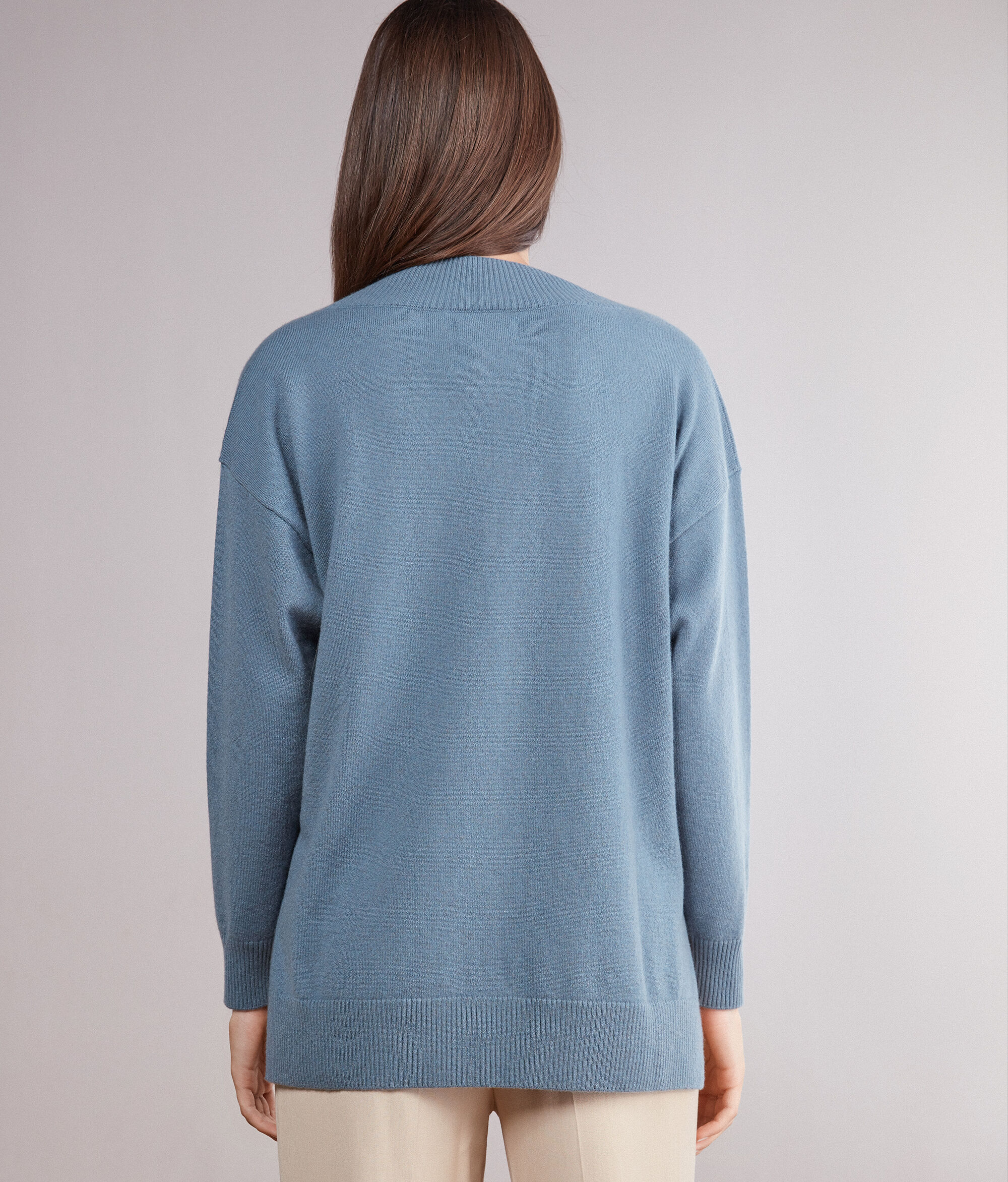 Maxi-Pullover aus Kaschmir Ultrasoft mit V-Ausschnitt