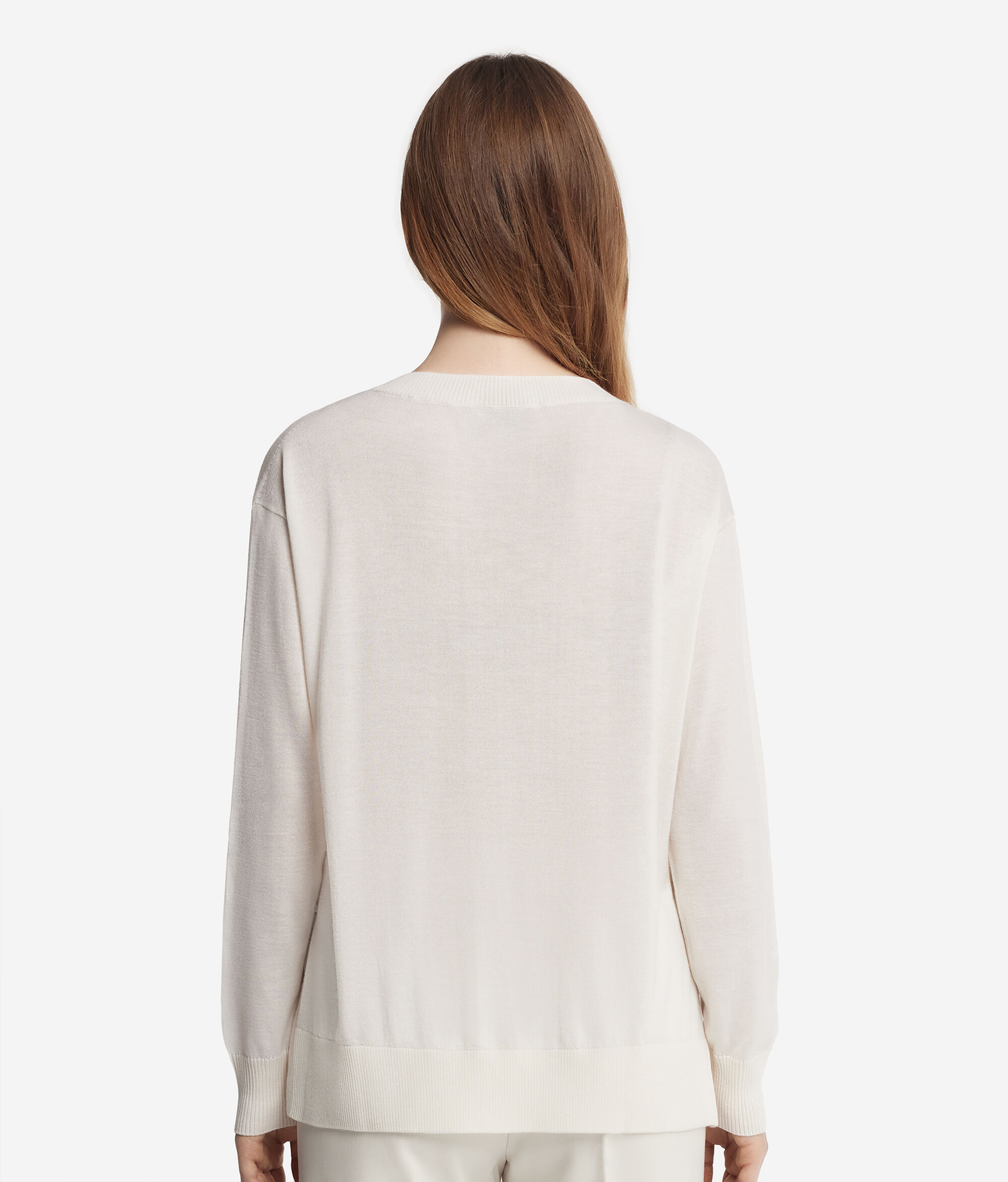 Cashmere Crew Neck Sweater with Slits