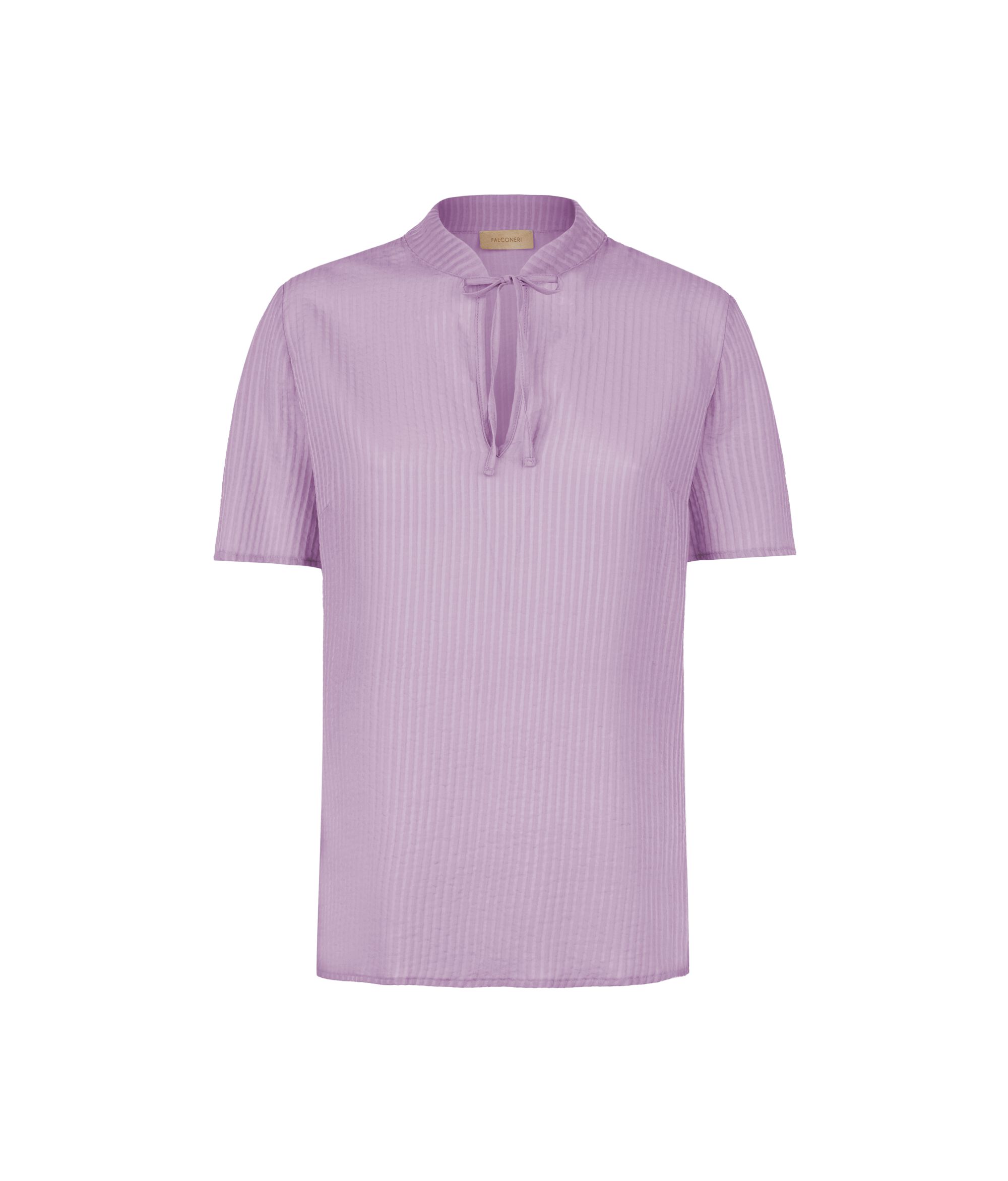 Short-sleeved embossed muslin blouse