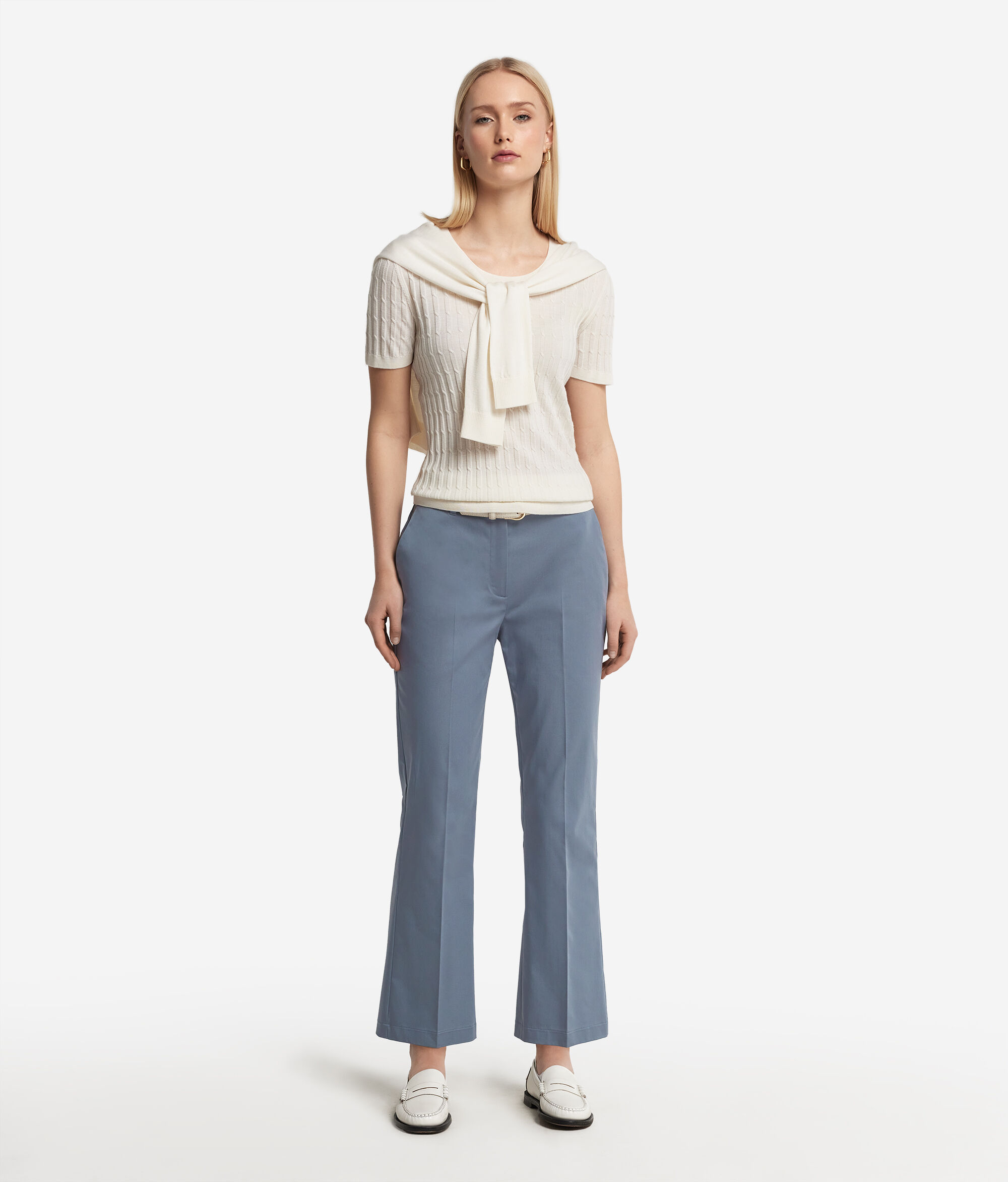 Pantalons de trompeta de teixit de cotó