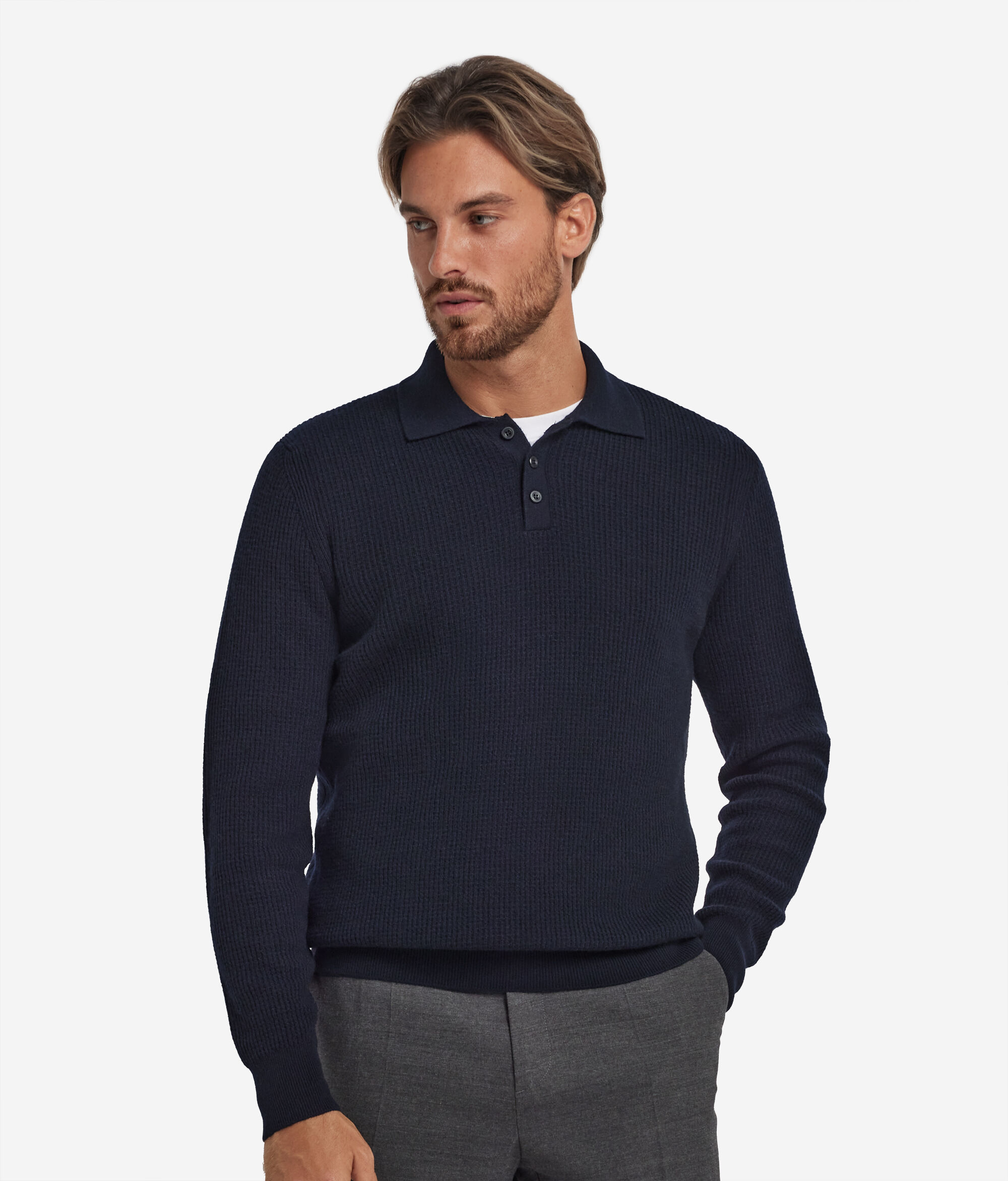 Поло вафельной вязки из ультрамягкого кашемира