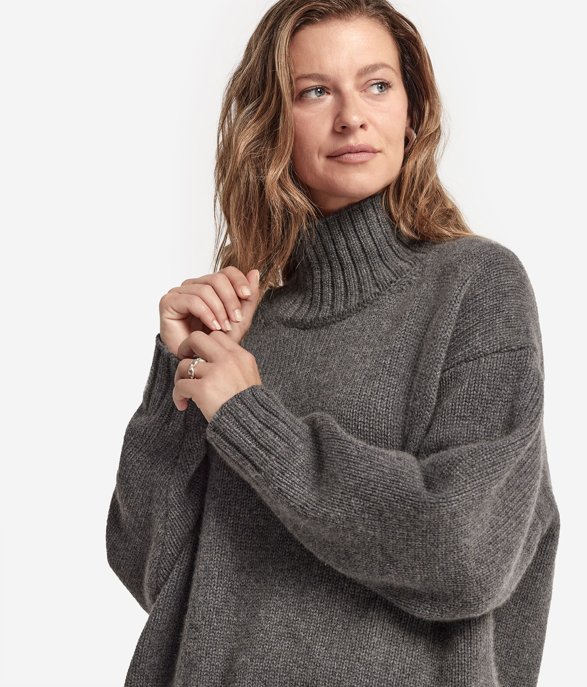 Cashmere Tricot Funnel-Neck Jumper