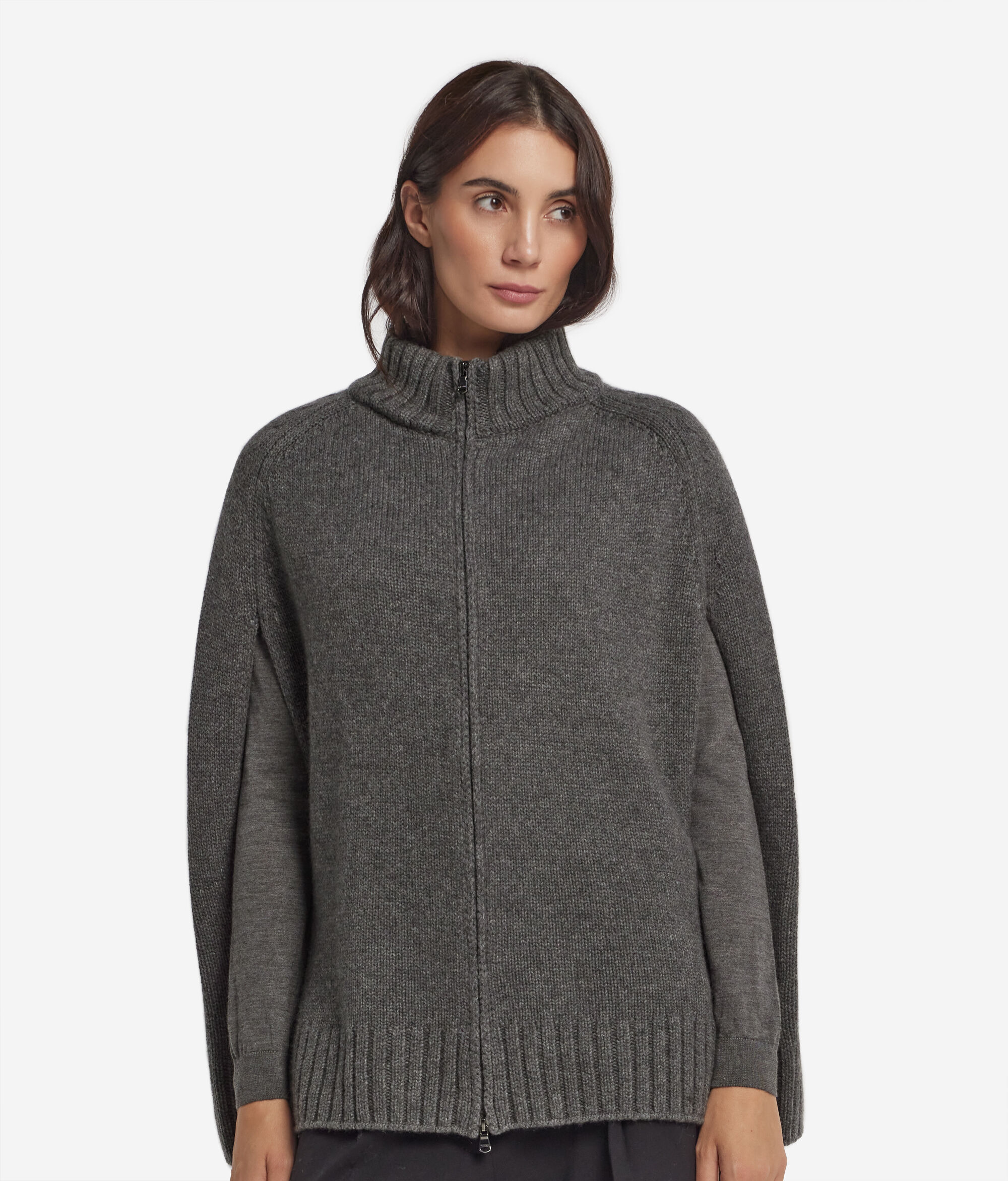 Cape mit Reißverschluss aus Kaschmir Ultrasoft