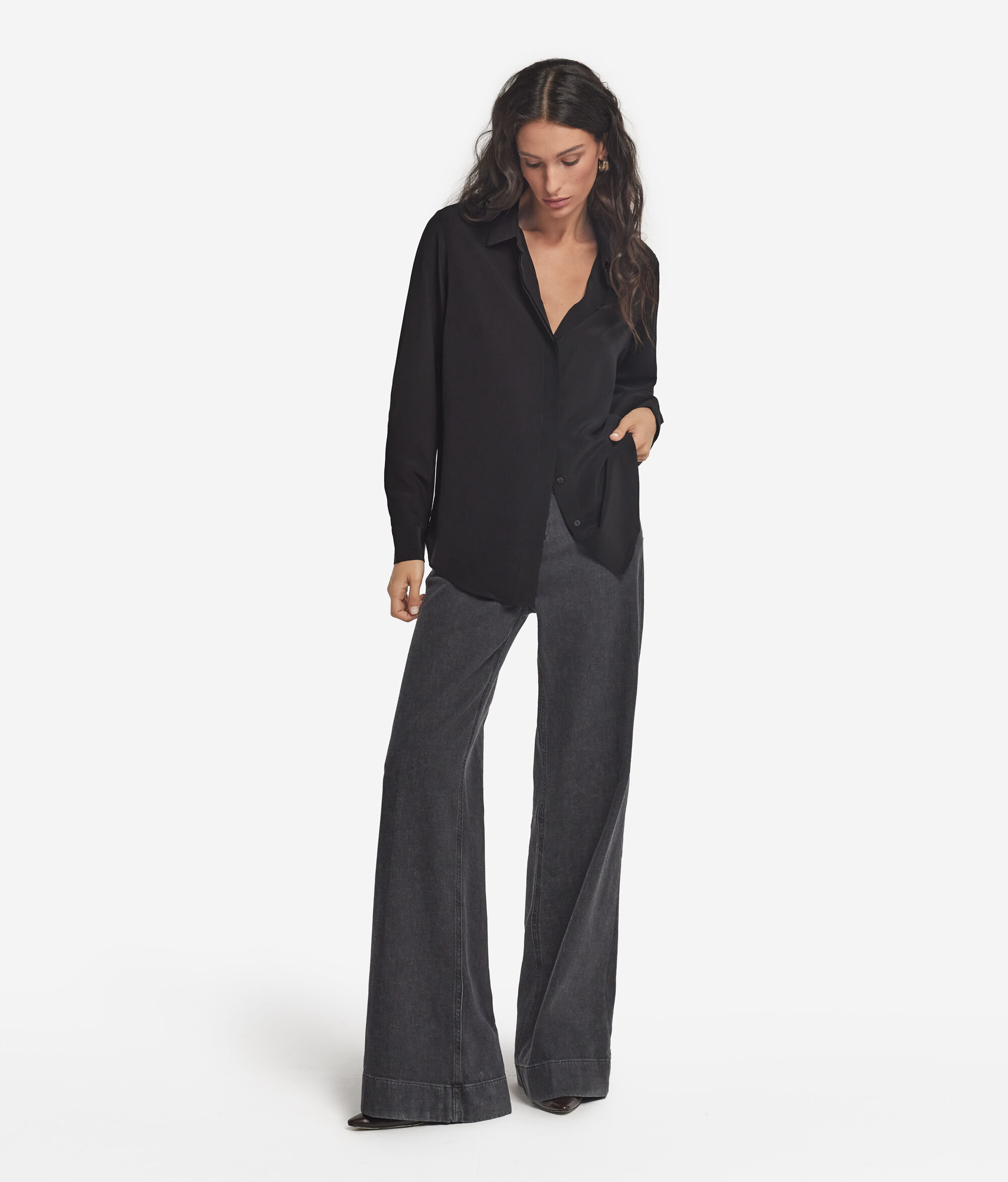 Chemise avec col en soie