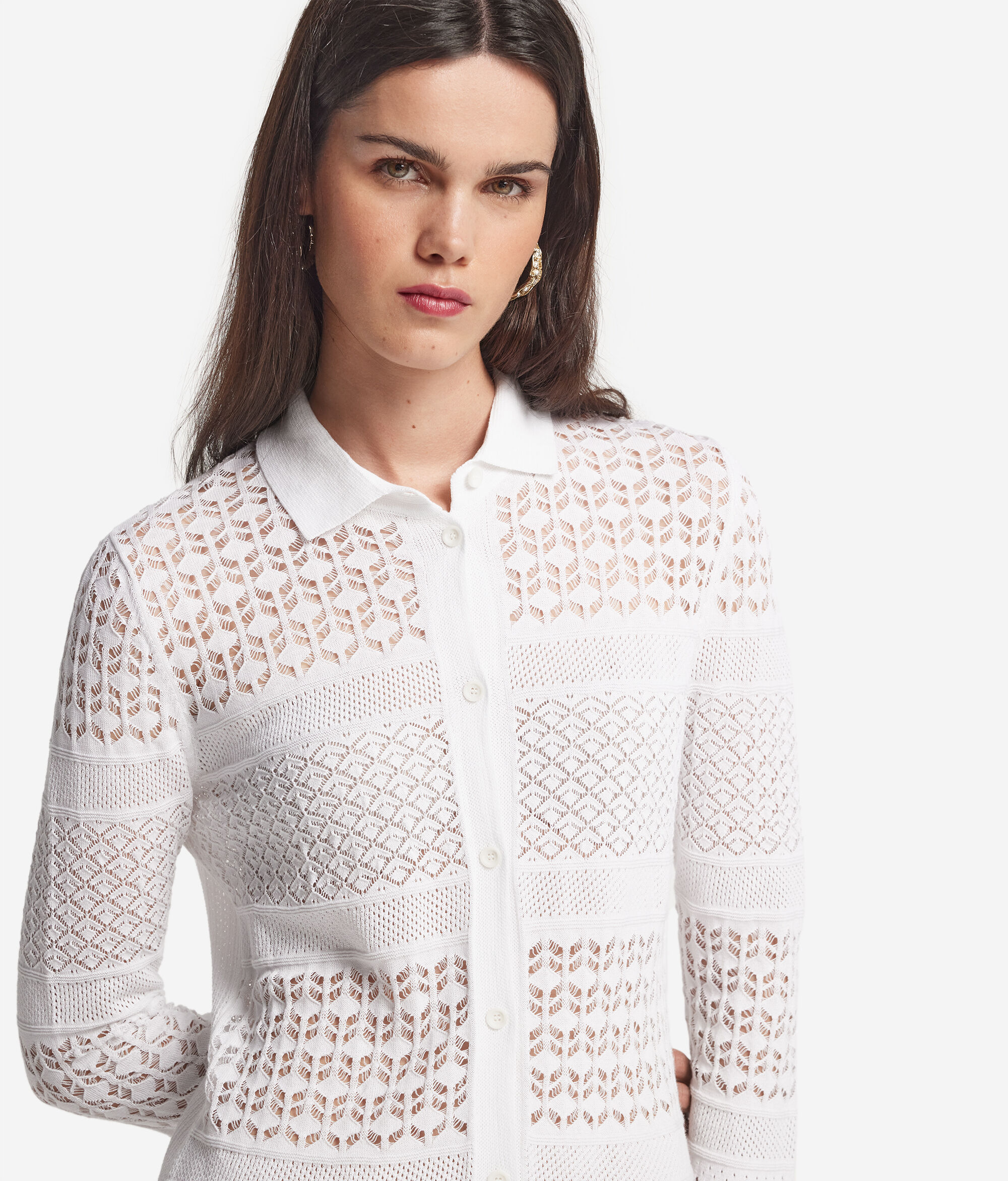 Crochet Cotton Shirt Dress