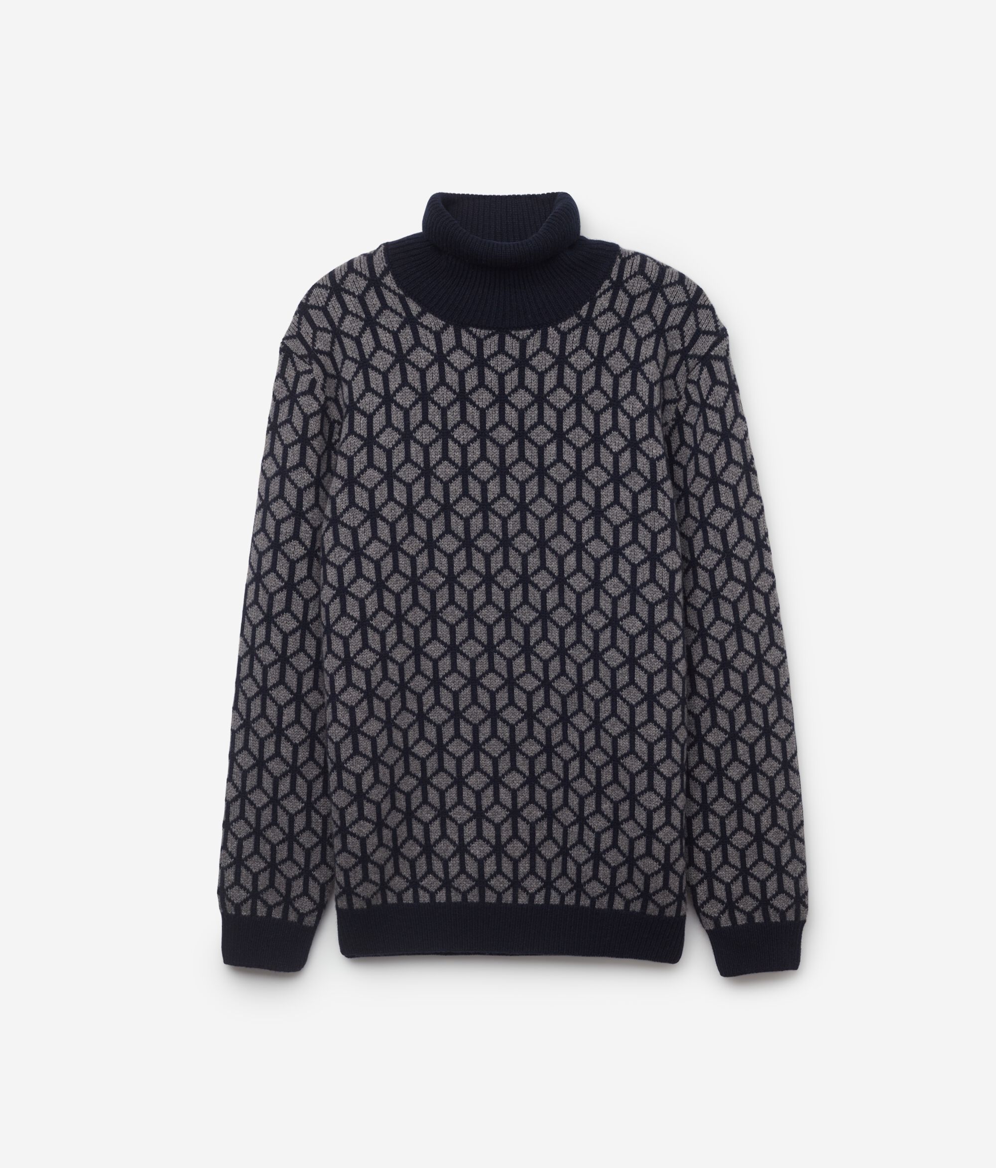 Rollkragenpullover aus Kaschmirjacquard mit optischem Motiv