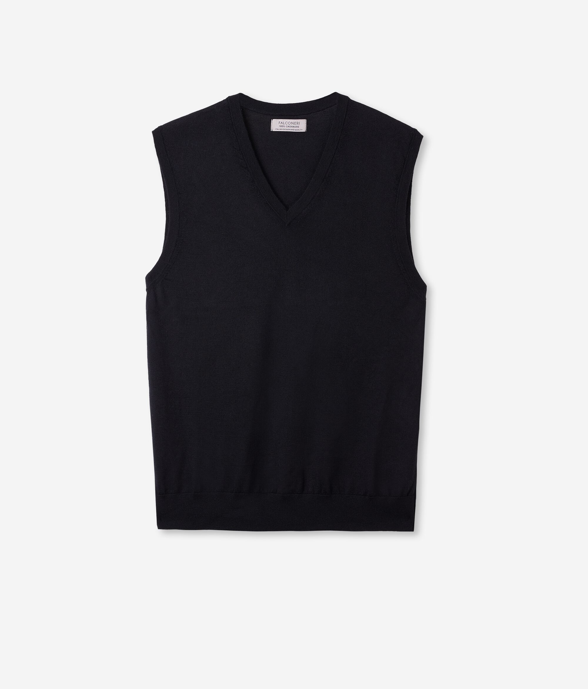 Colete com Decote em V em Ultrafine Cashmere