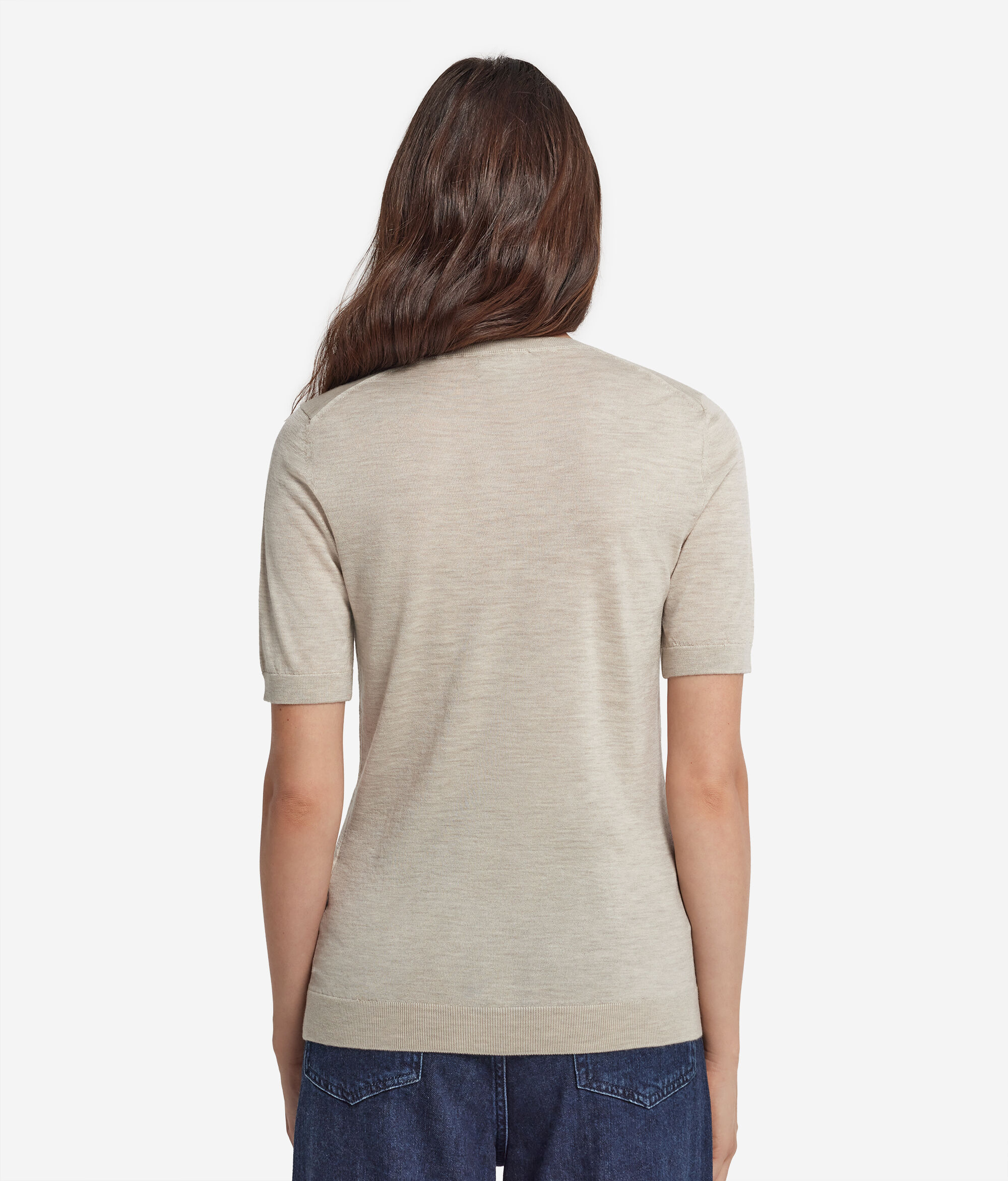 Short-Sleeved Round-Neck Ultrafine Cashmere Top