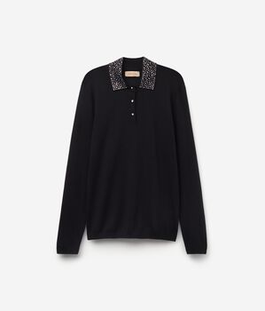 Polo con Strass in Cashmere Ultrafine