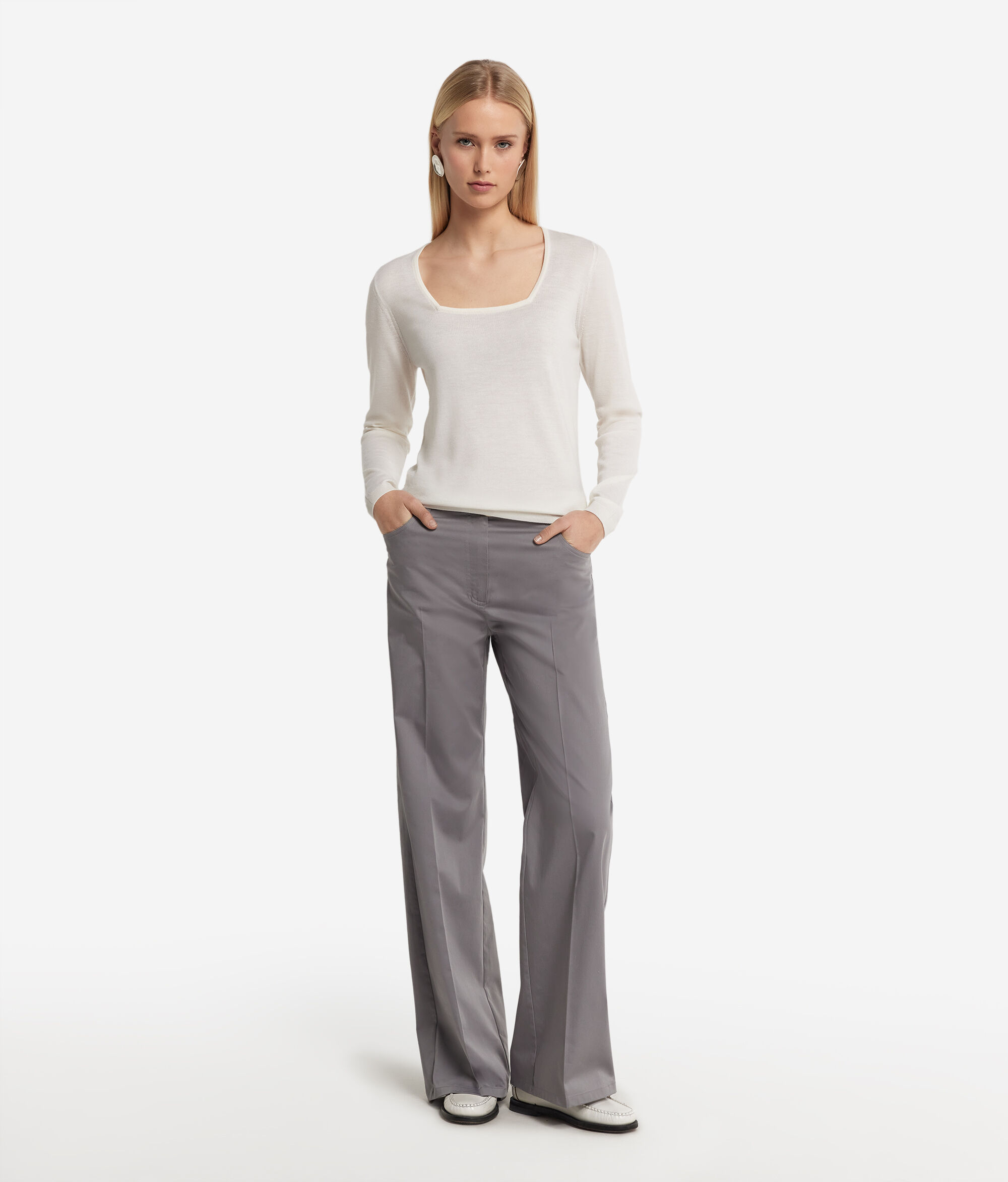 Camisola com decote quadrado em Caxemira Ultrafine