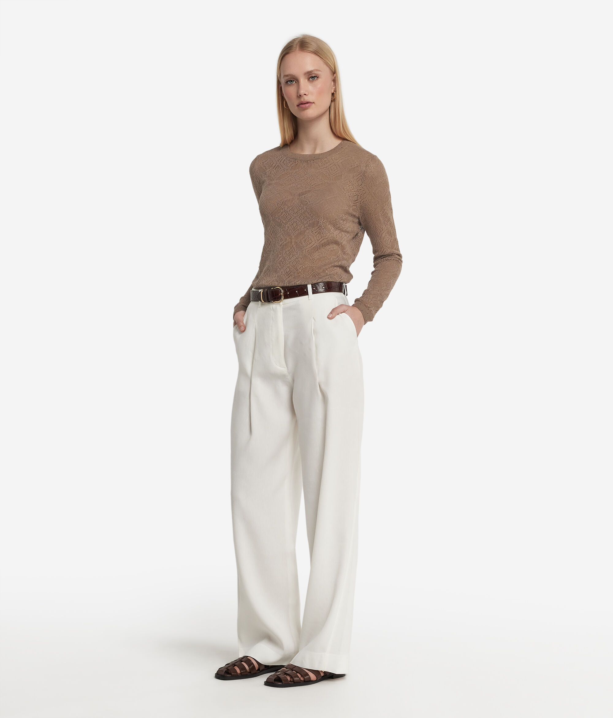 Pullover mit Lochmuster in Spitzenoptik