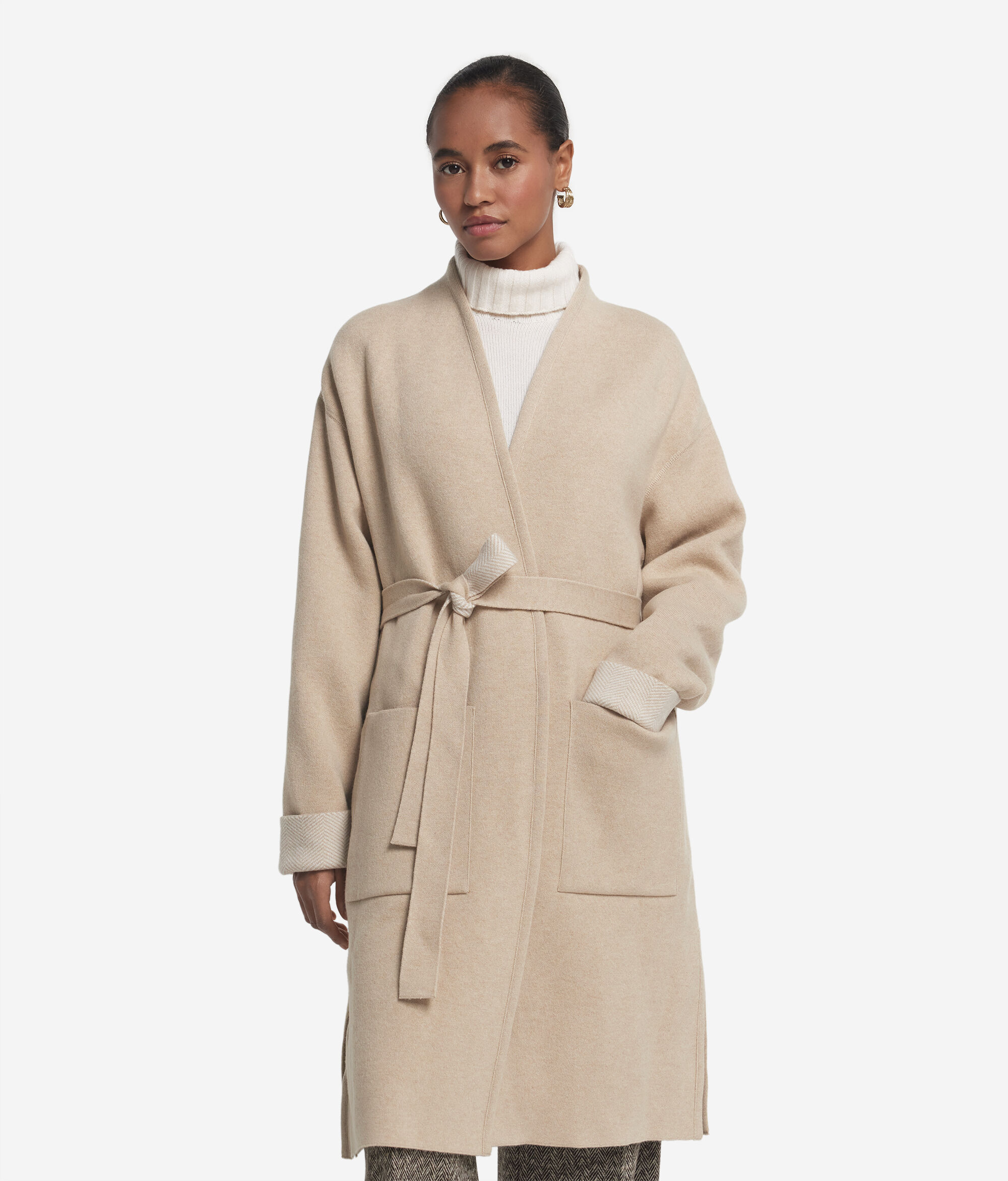 Manteau réversible en cachemire à chevrons