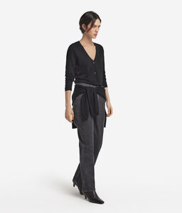 Cardigan con scollo a V in Cashmere Ultrafine - BLACK