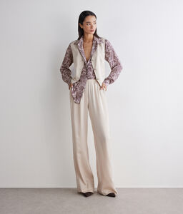 Camicia con colletto in seta stampata - PINK