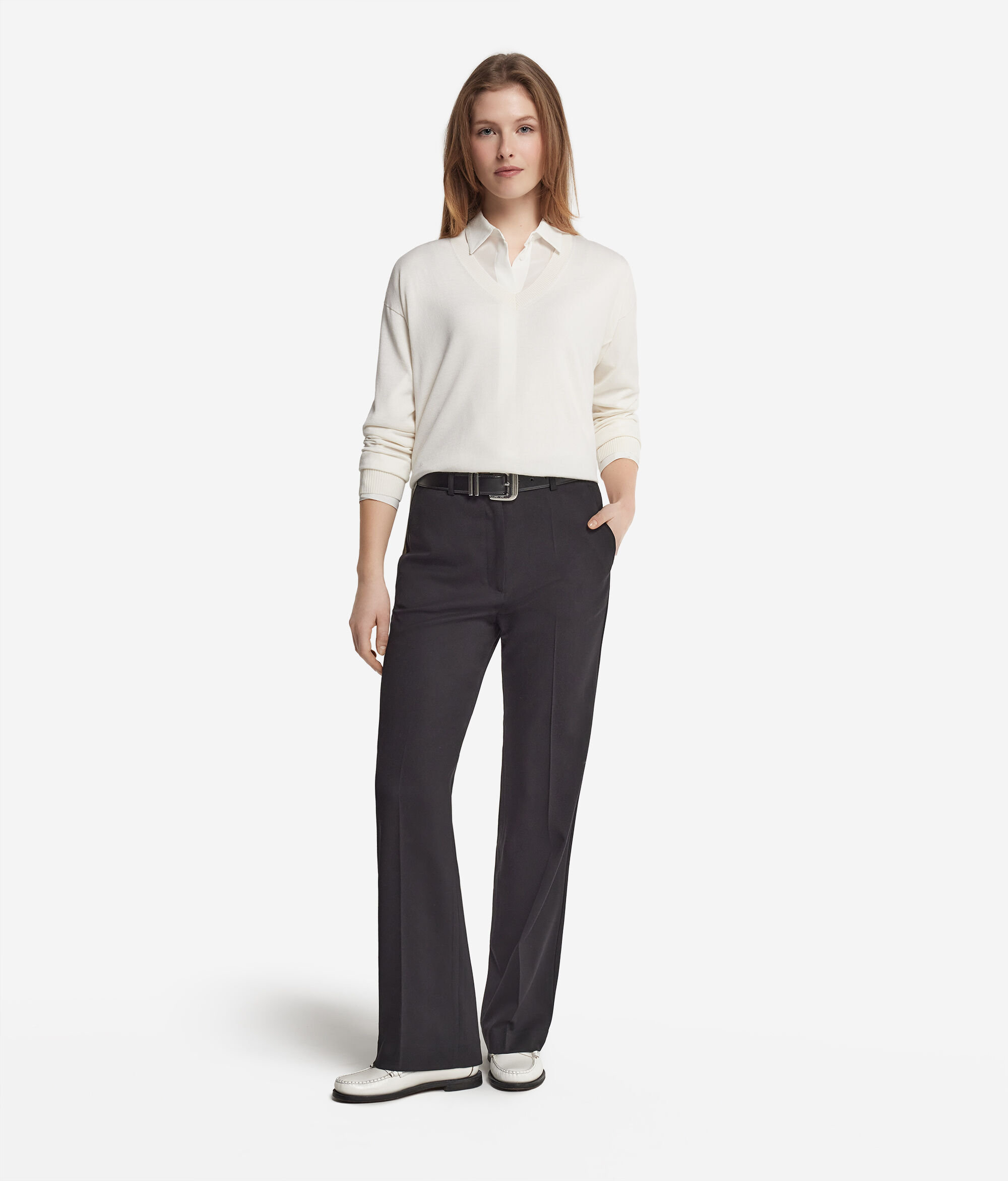 Cashmere V-Neck Sweater with Slits