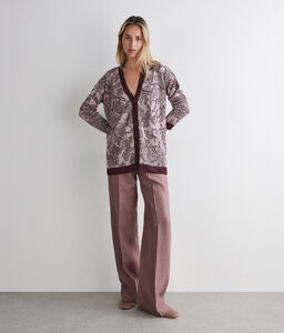Cardigan jacquard botanico - PINK
