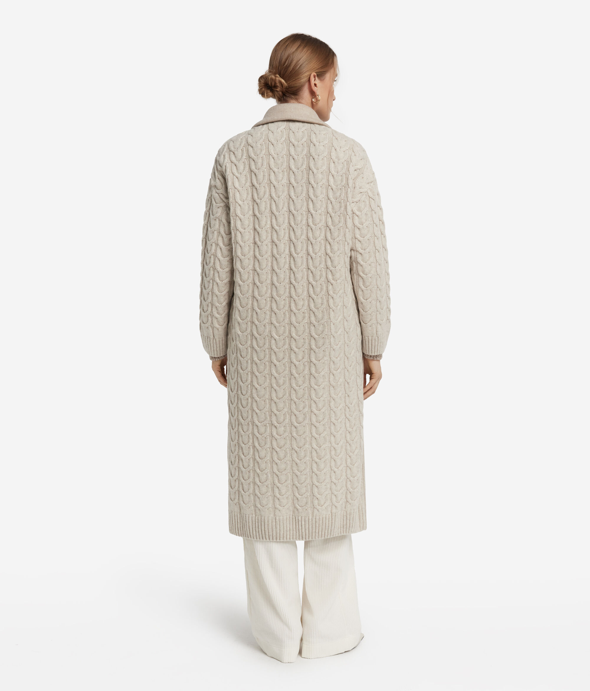 Кашемировое пальто с плетёным узором