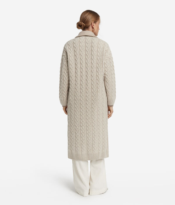 Кашемировое пальто с плетёным узором