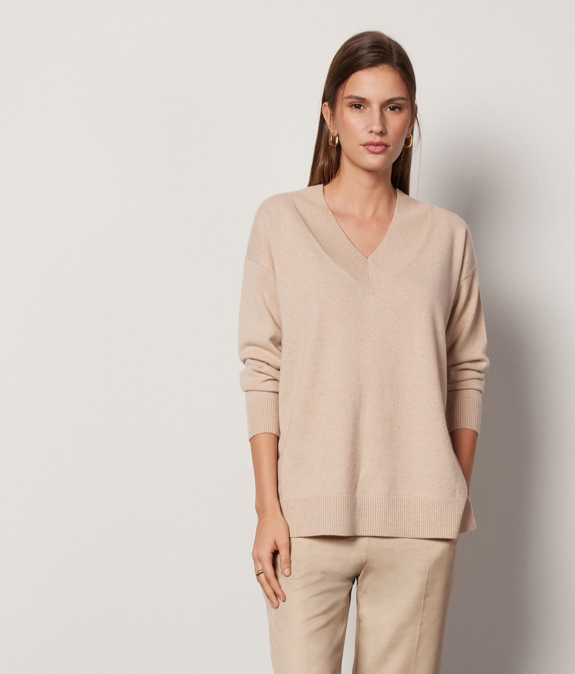 Pull en cachemire femme oversize col V