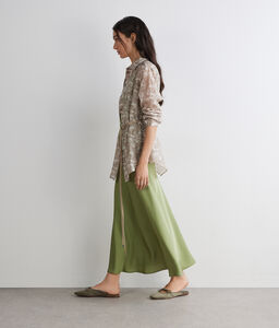Gonna in raso opaco - GREEN
