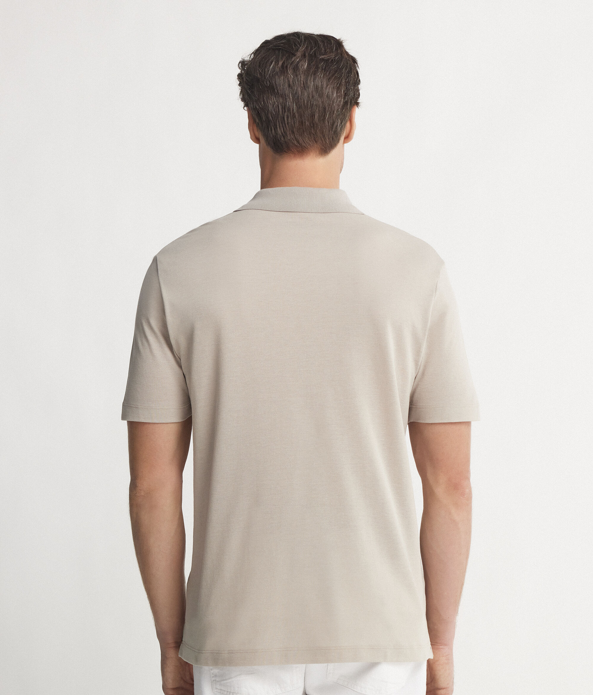 Poloshirt aus Baumwollpikee und Seide mit kurzen Ärmeln