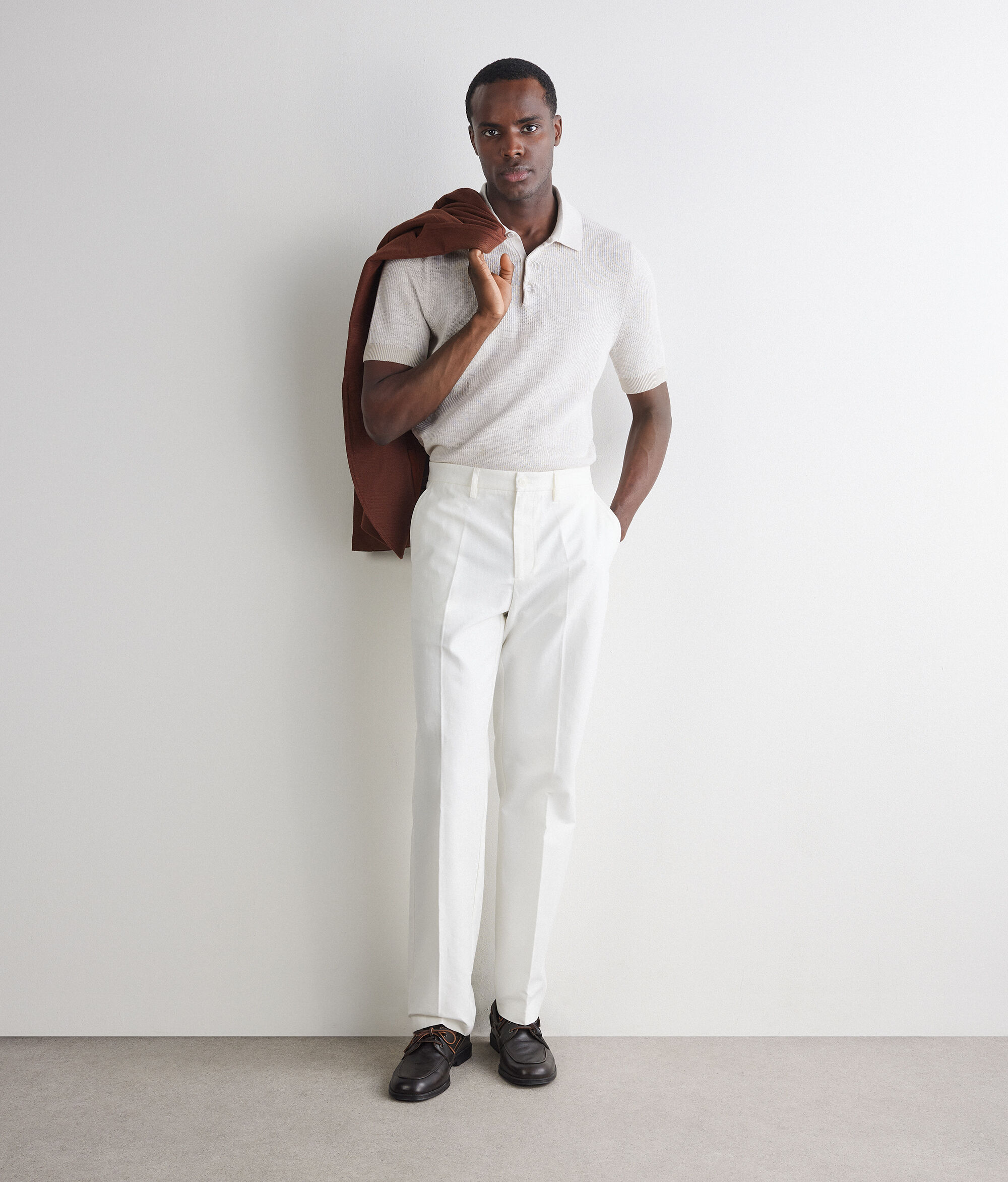 Polo en punto waffle de algodón