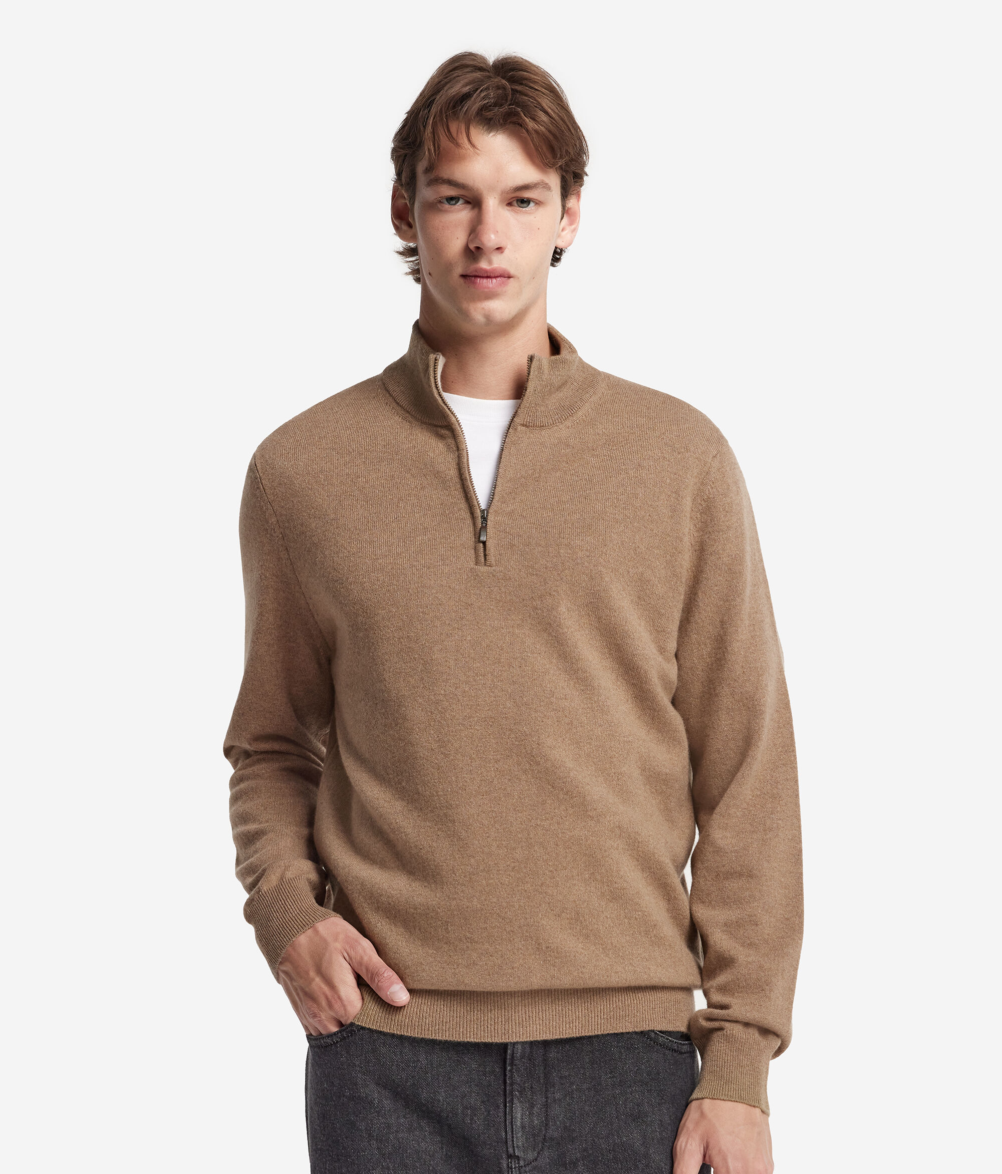 Herren-Pullover mit Reißverschluss aus Kaschmir Ultrasoft