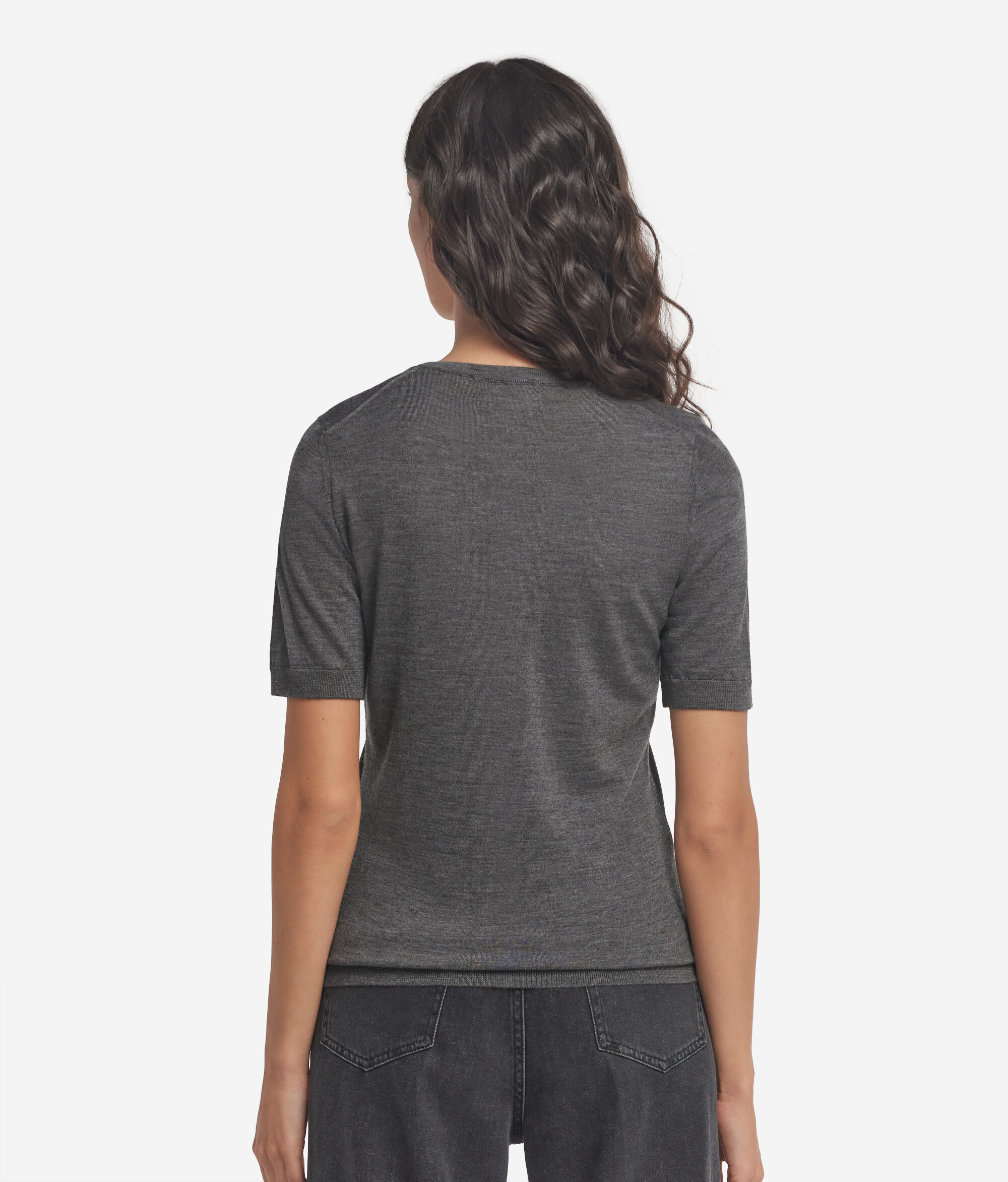 Short-Sleeved Round-Neck Ultrafine Cashmere Top