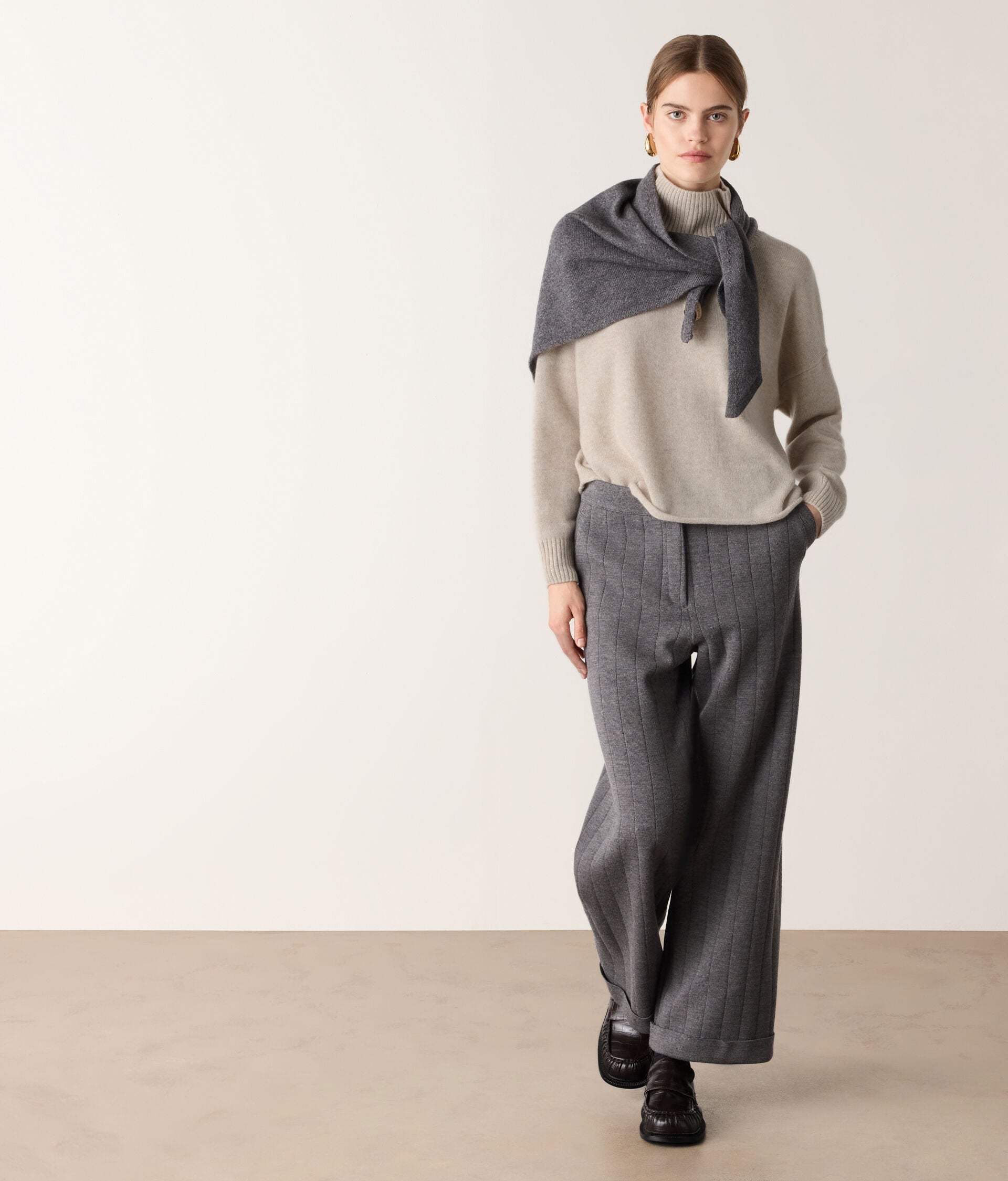 Ultrasoft Cashmere high collar neckline crop top sweater