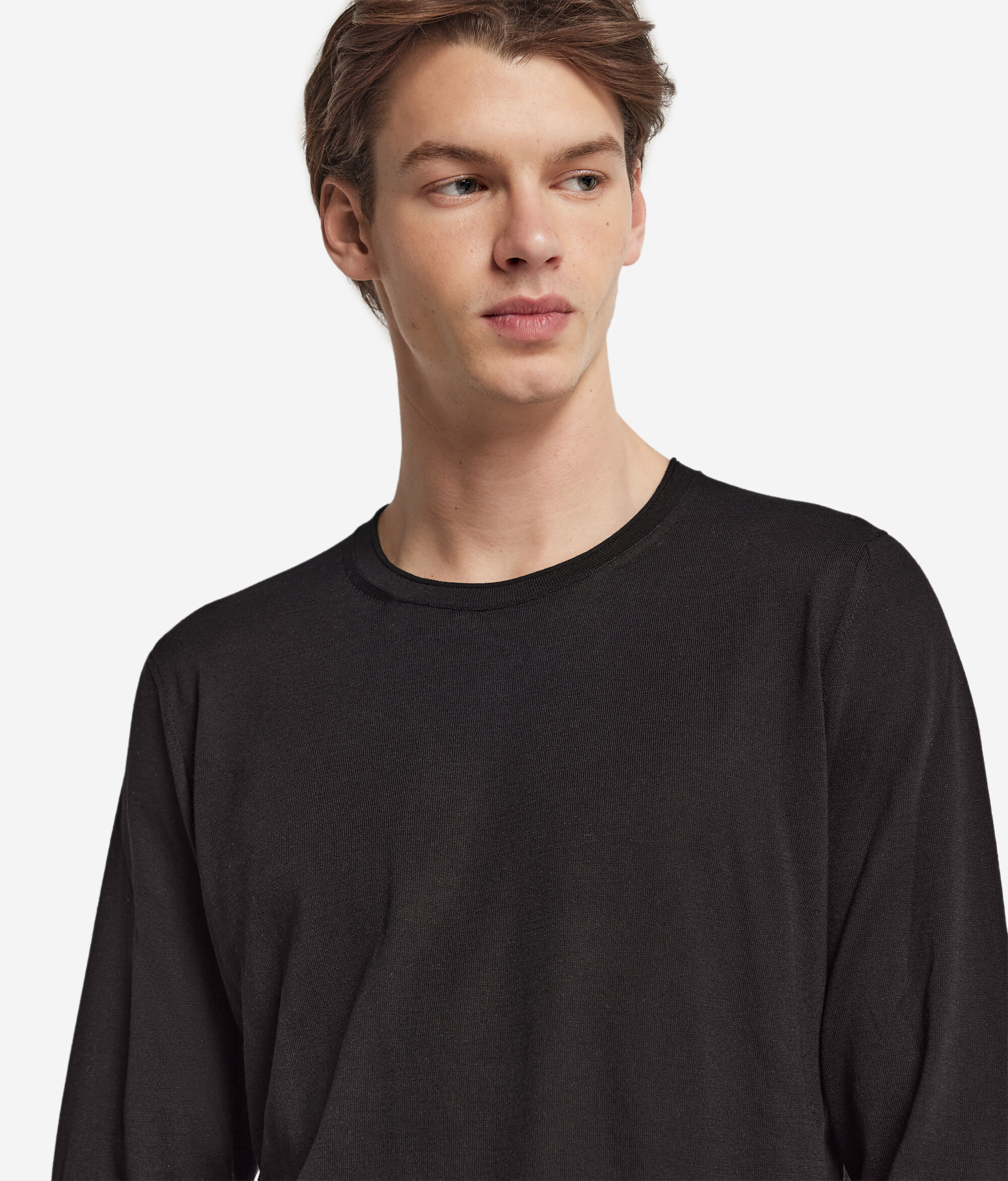 Round-Neck Silk and Cotton Jumper