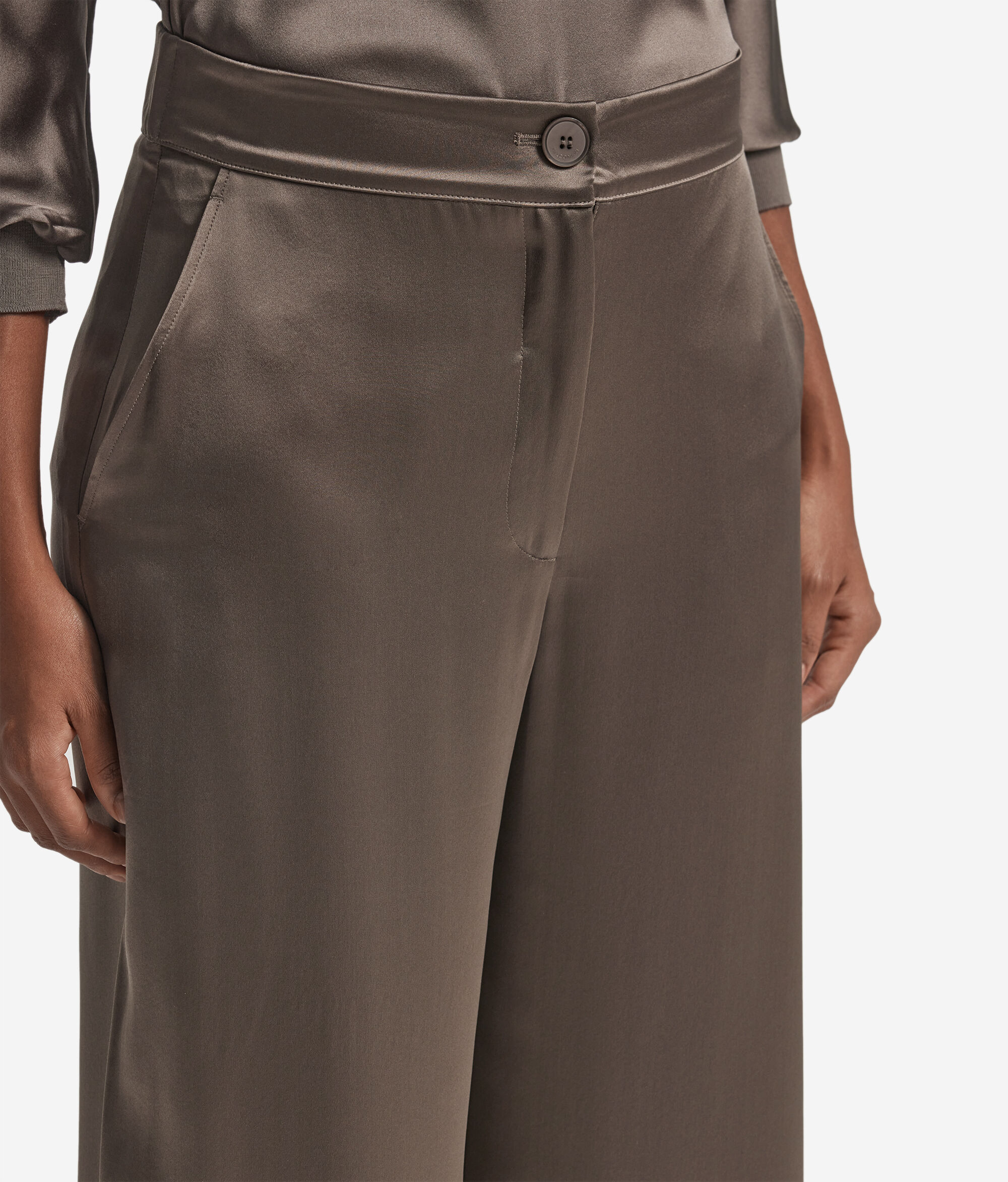 Брюки палаццо из атласного шелка